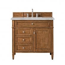 James Martin Vanities 650-V36-SBR-3VSL - Brittany 36'' Single Vanity, Saddle Brown w/ 3 CM Victorian Silver Quartz Top