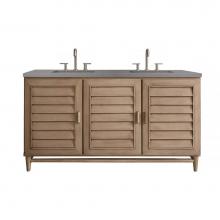 James Martin Vanities 620-V60D-WW-3GEX - Portland 60'' Double Vanity Whitewashed Walnut, w/ 3 CM Grey Expo Quartz Top