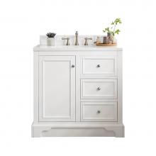 James Martin Vanities 825-V36-BW-3CLW - De Soto 36'' Single Vanity, Bright White w/ 3 CM Classic White Quartz Top