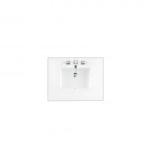 James Martin Vanities 050-S30-CLW-SNK - 30'' Single Top, 3 CM Classic White Quartz w/ Sink