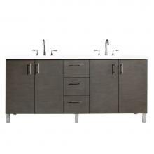 James Martin Vanities 850-V72-SOK-3CLW - Metropolitan 72'' Double Vanity, Silver Oak, w/ 3 CM Classic White Quartz Top