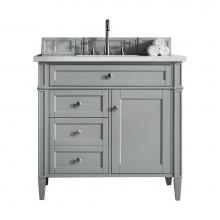 James Martin Vanities 650-V36-UGR-3CLW - Brittany 36'' Urban Gray Single Vanity w/ 3 CM Classic White Quartz Top