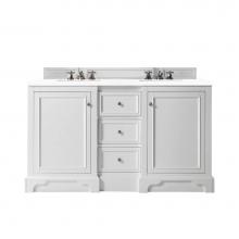 James Martin Vanities 825-V60D-BW-3CLW - De Soto 60'' Double Vanity, Bright White w/ 3 CM Classic White Quartz Top