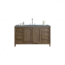 James Martin Vanities 305-V60S-WWW-3CBL - Chicago 60'' Single Vanity, Whitewashed Walnut w/ 3 CM Cala Blue Quartz Top