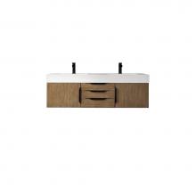 James Martin Vanities 389-V59D-LTO-MB-GW - Mercer Island 59'' Double Vanity, Latte Oak, Matte Black w/ Glossy White Composite Top