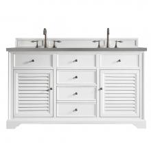 James Martin Vanities 238-104-V60D-BW-3GEX - Savannah 60'' Double Vanity Cabinet, Bright White, w/ 3 CM Grey Expo Quartz Top