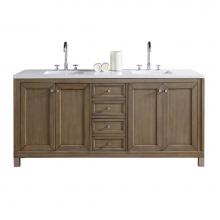 James Martin Vanities 305-V72-WWW-3CLW - Chicago 72'' Double Vanity, Whitewashed Walnut w/ 3 CM Classic White Quartz Top