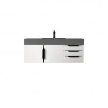 James Martin Vanities 389-V48-GW-MB-DGG - Mercer Island 48'' Single Vanity, Glossy White, Matte Black w/ Dusk Grey Glossy Composit