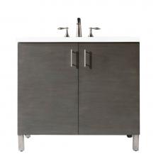 James Martin Vanities 850-V36-SOK-3CLW - Metropolitan 36'' Single Vanity, Silver Oak, w/ 3 CM Classic White Quartz Top