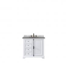 James Martin Vanities 238-105-V36-BW-3GEX - Providence 36'' Single Vanity Cabinet, Bright White, w/ 3 CM Grey Expo Quartz Top