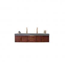 James Martin Vanities 389-V72D-CFO-G-DGG - Mercer Island 72'' Double Vanity, Coffee Oak, Radiant Gold w/ Dusk Grey Glossy Composite