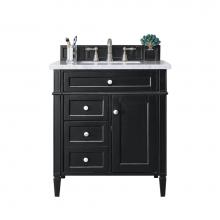 James Martin Vanities 650-V30-BKO-3CLW - Brittany 30'' Single Vanity, Black Onyx, w/ 3 CM Classic White Quartz Top