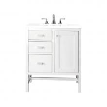 James Martin Vanities E444-V30-GW-3CLW - Addison 30'' Single Vanity Cabinet, Glossy White, w/ 3 CM Classic White Quartz Top