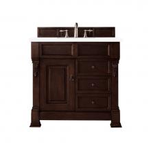 James Martin Vanities 147-114-5566-3CLW - Brookfield 36'' Single Vanity, Burnished Mahogany w/ 3 CM Classic White Quartz Top