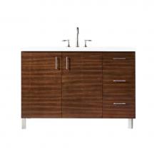 James Martin Vanities 850-V48-AWT-3CLW - Metropolitan 48'' Single Vanity, American Walnut, w/ 3 CM Classic White Quartz Top