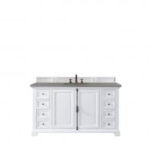 James Martin Vanities 238-105-V60S-BW-3GEX - Providence 60'' Single Vanity Cabinet, Bright White, w/ 3 CM Grey Expo Quartz Top