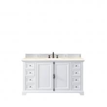 James Martin Vanities 238-105-V60S-BW-3EMR - Providence 60'' Single Vanity Cabinet, Bright White, w/ 3 CM Eternal Marfil Quartz Top