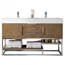 James Martin Vanities 388-V59D-LTO-BN-GW - Columbia 59'' Double Vanity, Latte Oak w/ Glossy White Composite Top