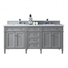 James Martin Vanities 650-V72-UGR-3CLW - Brittany 72'' Urban Gray Double Vanity w/ 3 CM Classic White Quartz Top