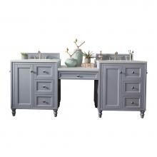 James Martin Vanities 301-V86-SL-DU-3CLW - Copper Cove Encore 86'' Double Vanity Set, Silver Gray w/ Makeup Table, 3 CM Classic Whi