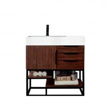 James Martin Vanities 388-V36-CFO-MB-GW - Columbia 36'' Single Vanity, Coffee Oak, Matte Black w/ Glossy White Composite Top