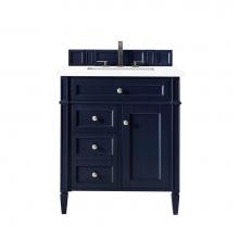 James Martin Vanities 650-V30-VBL-3CLW - Brittany 30'' Single Vanity, Victory Blue w/ 3 CM Classic White Quartz Top