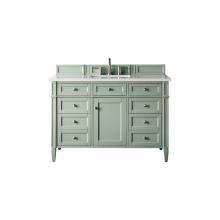 James Martin Vanities 650-V48-SGR-3CLW - Brittany 48'' Sage Green Single Vanity w/ 3 CM Classic White Quartz Top