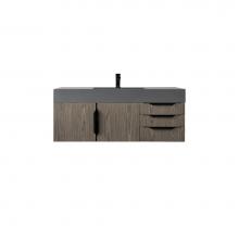 James Martin Vanities 389-V48-AGR-MB-DGG - Mercer Island 48'' Single Vanity, Ash Gray, Matte Black w/ Dusk Grey Glossy Composite To