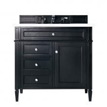 James Martin Vanities 650-V36-BKO-3CLW - Brittany 36'' Black Onyx Single Vanity w/ 3 CM Classic White Quartz Top