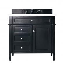 James Martin Vanities 650-V36-BKO-3CLW - Brittany 36'' Black Onyx Single Vanity w/ 3 CM Classic White Quartz Top