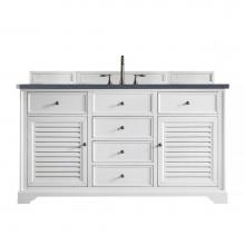 James Martin Vanities 238-104-V60S-BW-3CSP - Savannah 60'' Single Vanity Cabinet, Bright White, w/ 3 CM Charcoal Soapstone Quartz Top