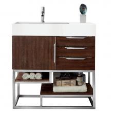 James Martin Vanities 388-V36-CFO-BN-GW - Columbia 36'' Single Vanity, Coffee Oakw/ Glossy White Composite Top