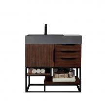 James Martin Vanities 388-V36-CFO-MB-DGG - Columbia 36'' Single Vanity, Coffee Oak, Matte Black w/ Dusk Grey Glossy Composite Top