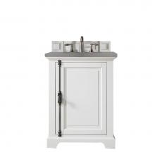 James Martin Vanities 238-105-V26-BW-3GEX - Providence 26'' Single Vanity Cabinet, Bright White, w/ 3 CM Grey Expo Quartz Top