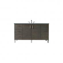 James Martin Vanities 850-V60S-SOK-3CBL - Metropolitan 60'' Single Vanity, Silver Oak, w/ 3 CM Cala Blue Quartz Top