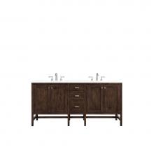 James Martin Vanities E444-V72-MCA-3CLW - Addison 72'' Double Vanity Cabinet, Mid Century Acacia, w/ 3 CM Classic White Quartz Top