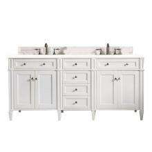 James Martin Vanities 650-V72-BW-3CLW - Brittany 72'' Bright White Double Vanity w/ 3 CM Classic White Quartz Top