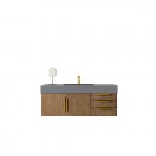 James Martin Vanities 389-V48-LTO-G-DGG - Mercer Island 48'' Single Vanity, Latte Oak, Radiant Gold w/ Dusk Grey Glossy Composite