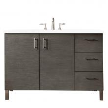 James Martin Vanities 850-V48-SOK-3CLW - Metropolitan 48'' Single Vanity, Silver Oak, w/ 3 CM Classic White Quartz Top