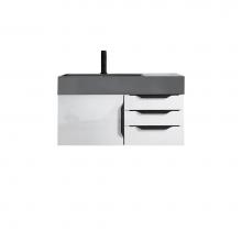 James Martin Vanities 389-V36-GW-MB-DGG - Mercer Island 36'' Single Vanity, Glossy White, Matte Black w/ Dusk Grey Glossy Composit