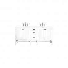 James Martin Vanities E444-V72-GW-3CLW - Addison 72'' Double Vanity Cabinet, Glossy White, w/ 3 CM Classic White Quartz Top