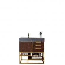 James Martin Vanities 388-V36-CFO-RG-DGG - Columbia 36'' Single Vanity, Coffee Oak, Radiant Gold w/ Dusk Grey Glossy Composite Top