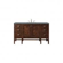 James Martin Vanities E444-V60S-MCA-3CBL - Addison 60'' Single Vanity Cabinet , Mid Century Acacia, w/ 3 CM Cala Blue Quartz Top