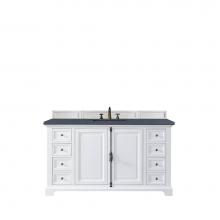 James Martin Vanities 238-105-V60S-BW-3CSP - Providence 60'' Single Vanity Cabinet, Bright White, w/ 3 CM Charcoal Soapstone Quartz T