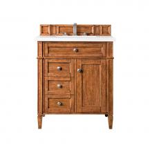 James Martin Vanities 650-V30-SBR-3CLW - Brittany 30'' Single Vanity, Saddle Brown, w/ 3 CM Classic White Quartz Top