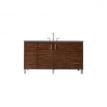 James Martin Vanities 850-V60S-AWT-3CBL - Metropolitan 60'' Single Vanity, American Walnut, w/ 3 CM Cala Blue Quartz Top