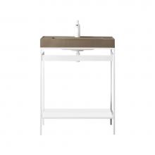 James Martin Vanities C325V27.6GWGWSTG - Como 27.6'' Sink Console, Glossy White, Glossy White w/Stone Grey Composite Top