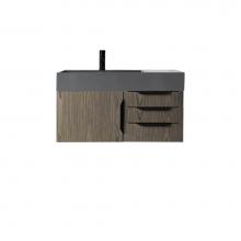 James Martin Vanities 389-V36-AGR-MB-DGG - Mercer Island 36'' Single Vanity, Ash Gray, Matte Black w/ Dusk Grey Glossy Composite To