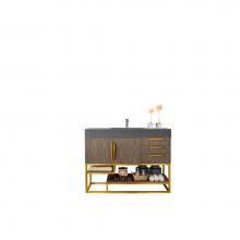 James Martin Vanities 388-V48-AGR-RG-DGG - Columbia 48'' Single Vanity, Ash Gray, Radiant Gold w/ Dusk Grey Glossy Composite Top