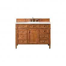 James Martin Vanities 650-V48-SBR-3CLW - Brittany 48'' Saddle Brown Single Vanity w/ 3 CM Classic White Quartz Top